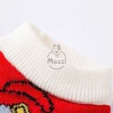  Áo len đỏ cổ trắng tà nhún cho chó mèo 