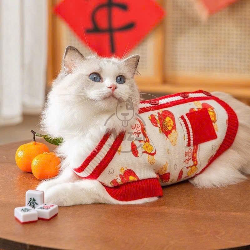 Áo len Cardigan hình con rắn có túi cho chó mèo
