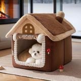  Nhà nệm cho chó mèo có mái viền bông mềm tháo rời 