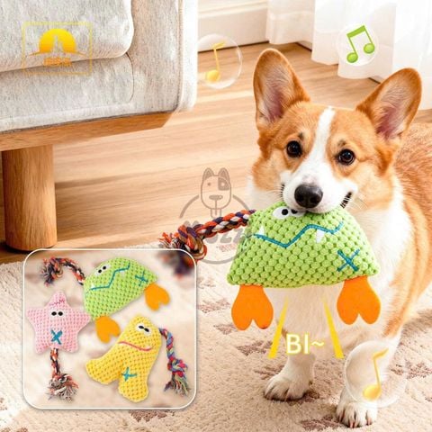  Đồ chơi gặm vải nhung dây thừng âm thanh cho chó 