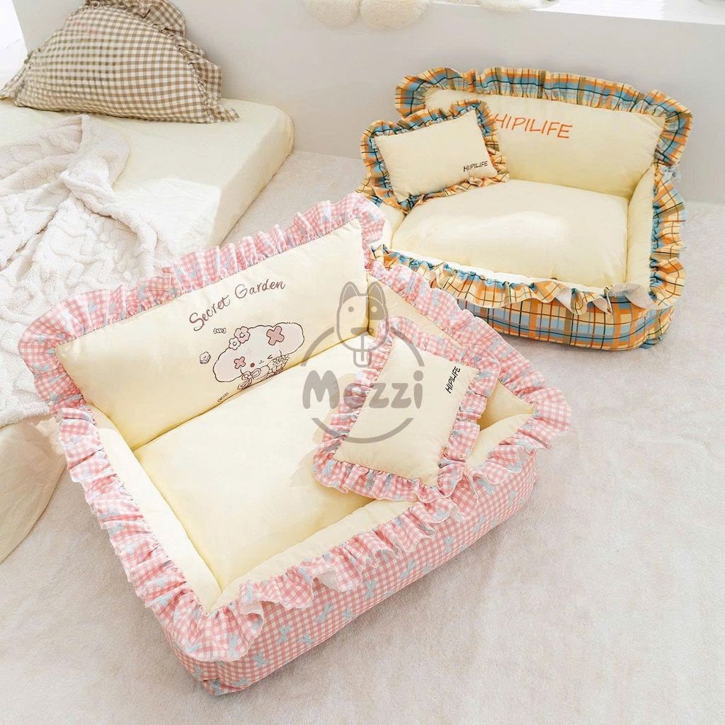 Nệm caro bông mềm Secret Garden cho chó mèo