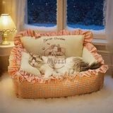  Nệm caro bông mềm Secret Garden cho chó mèo 