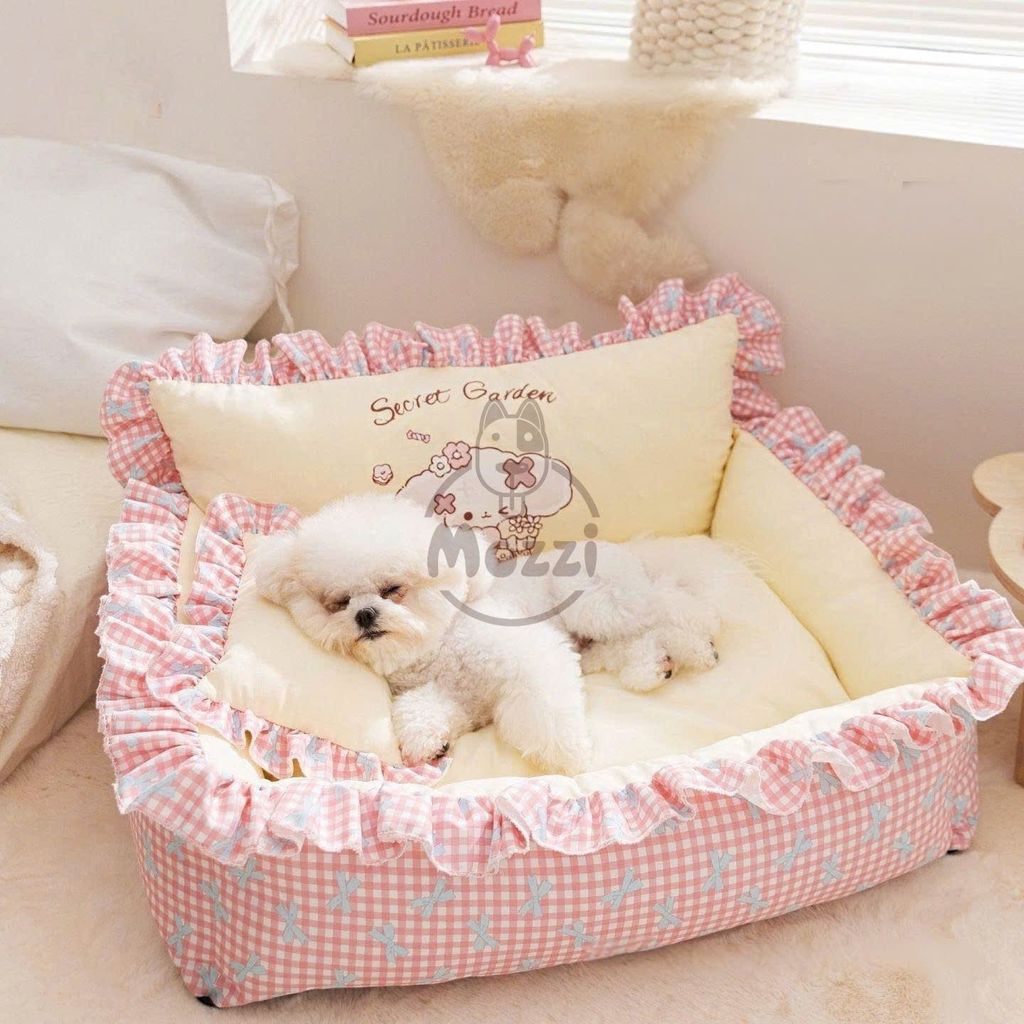 Nệm caro bông mềm Secret Garden cho chó mèo