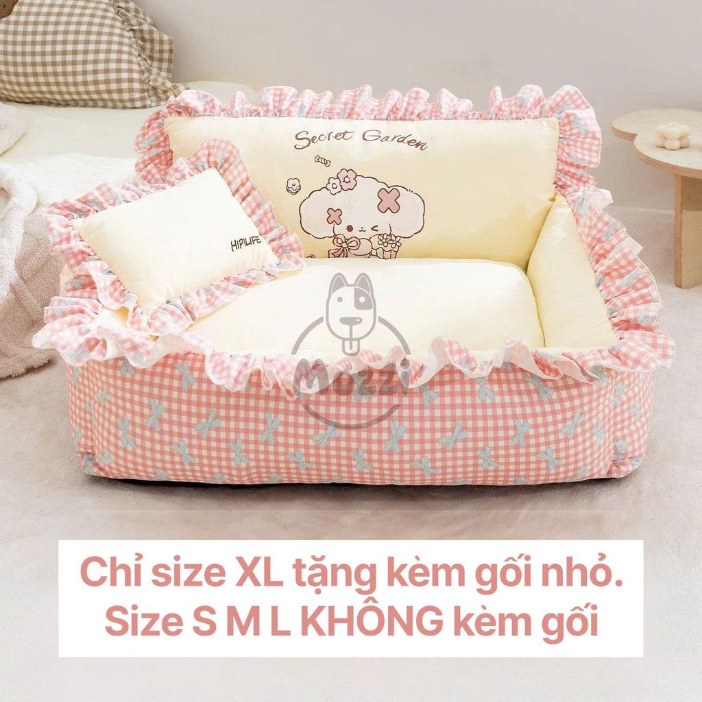 Nệm caro bông mềm Secret Garden cho chó mèo