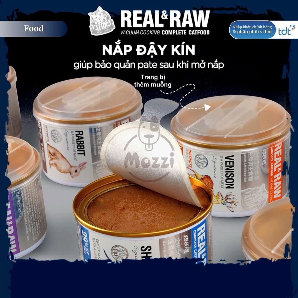 [4 LON TẶNG MUỖNG NGẪU NHIÊN]Pate thịt tươi Catidea Real and Raw cao cấp cho mèo