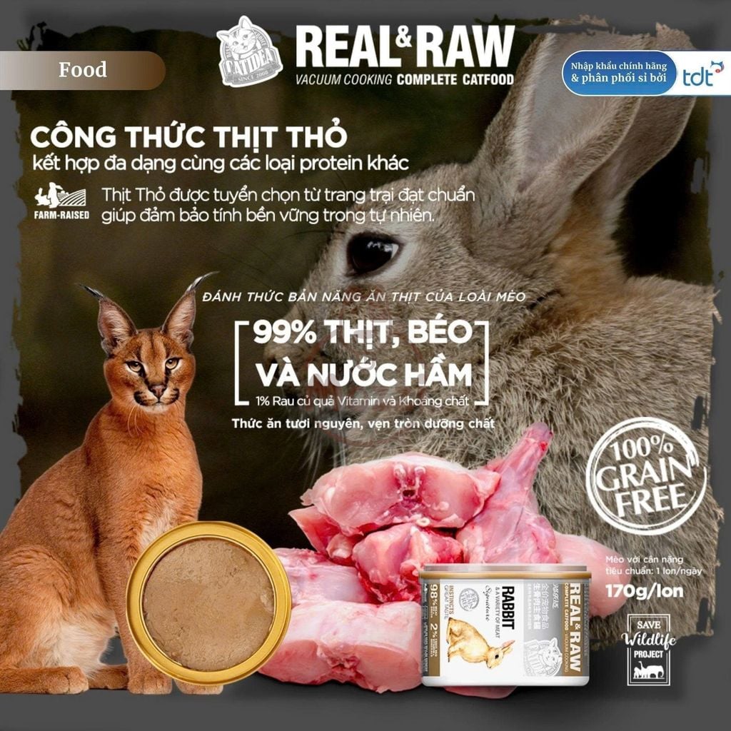 [4 LON TẶNG MUỖNG NGẪU NHIÊN]Pate thịt tươi Catidea Real and Raw cao cấp cho mèo