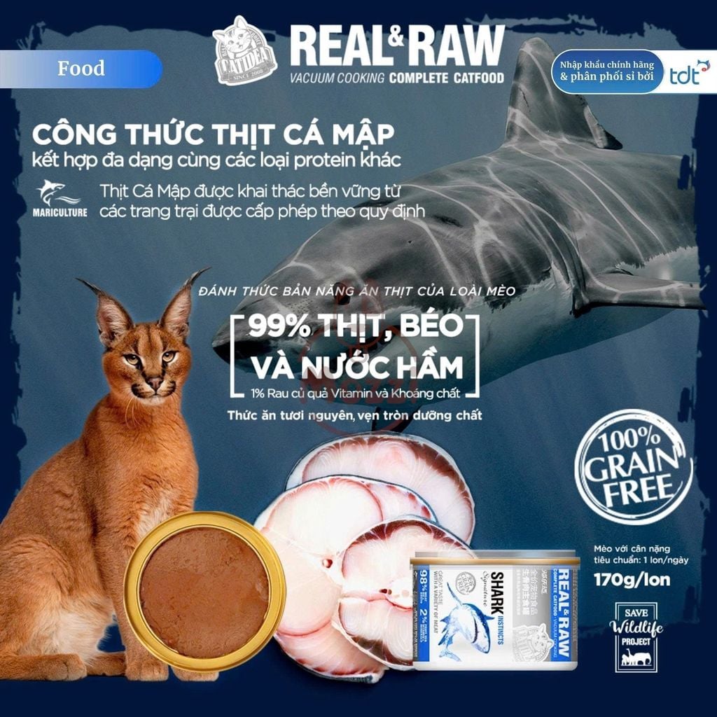 [4 LON TẶNG MUỖNG NGẪU NHIÊN]Pate thịt tươi Catidea Real and Raw cao cấp cho mèo