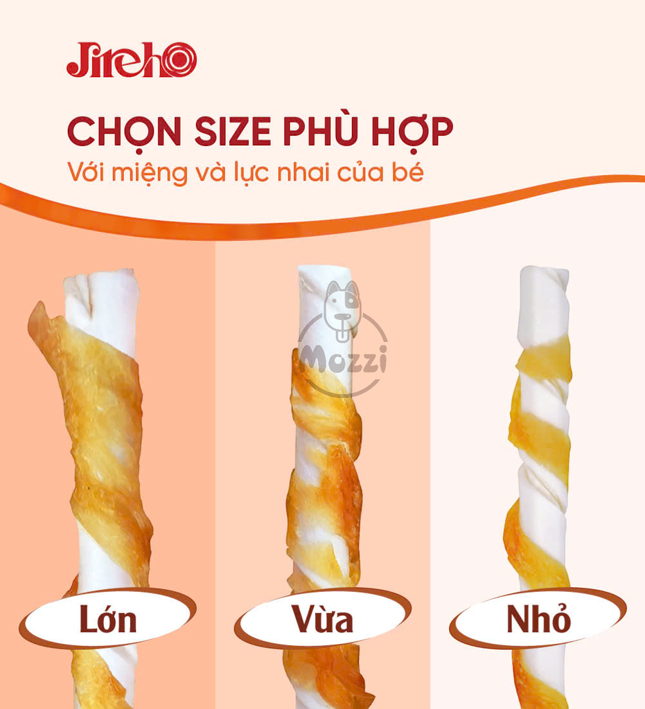 Snack cho chó Jireho Thanh da bò xoắn quấn gà