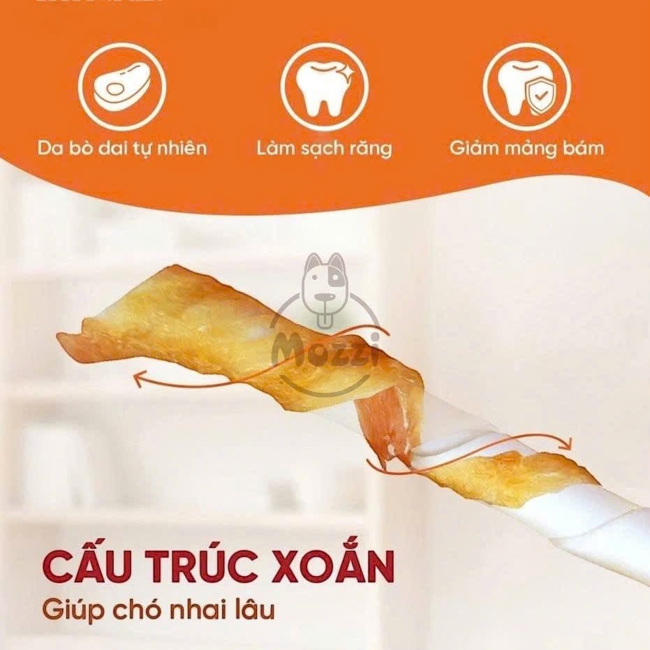 Snack cho chó Jireho Thanh da bò xoắn quấn gà
