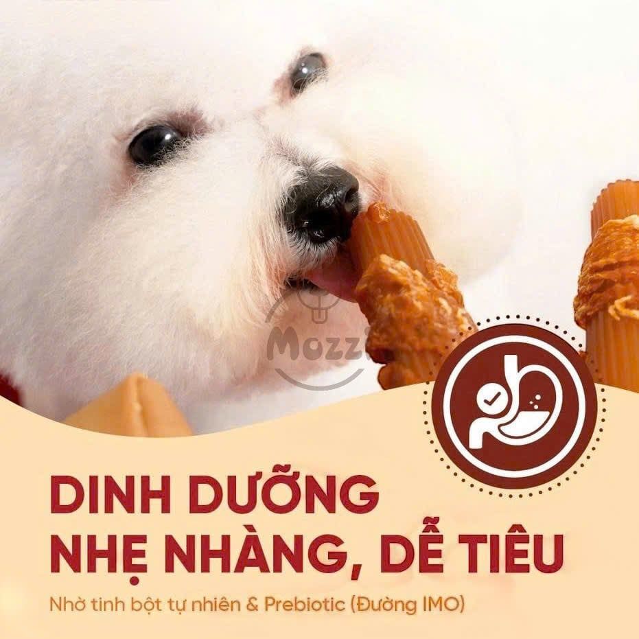 Snack cho chó Jireho Que cuộn xoắn nhân thịt heo cuốn gà đậu phộng