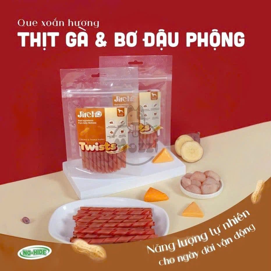 Snack cho chó Jireho Que xoắn 110gr hương gà sữa bơ đậu phộng