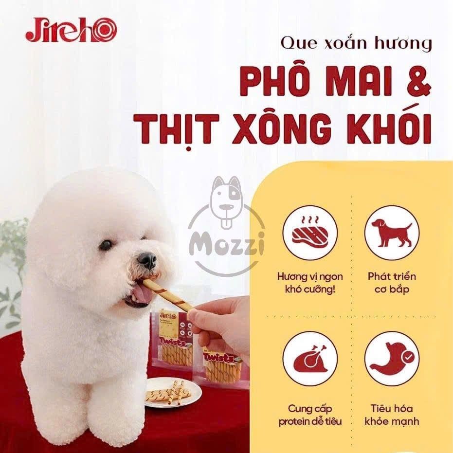 Snack cho chó Jireho Que xoắn 110gr hương gà sữa bơ đậu phộng