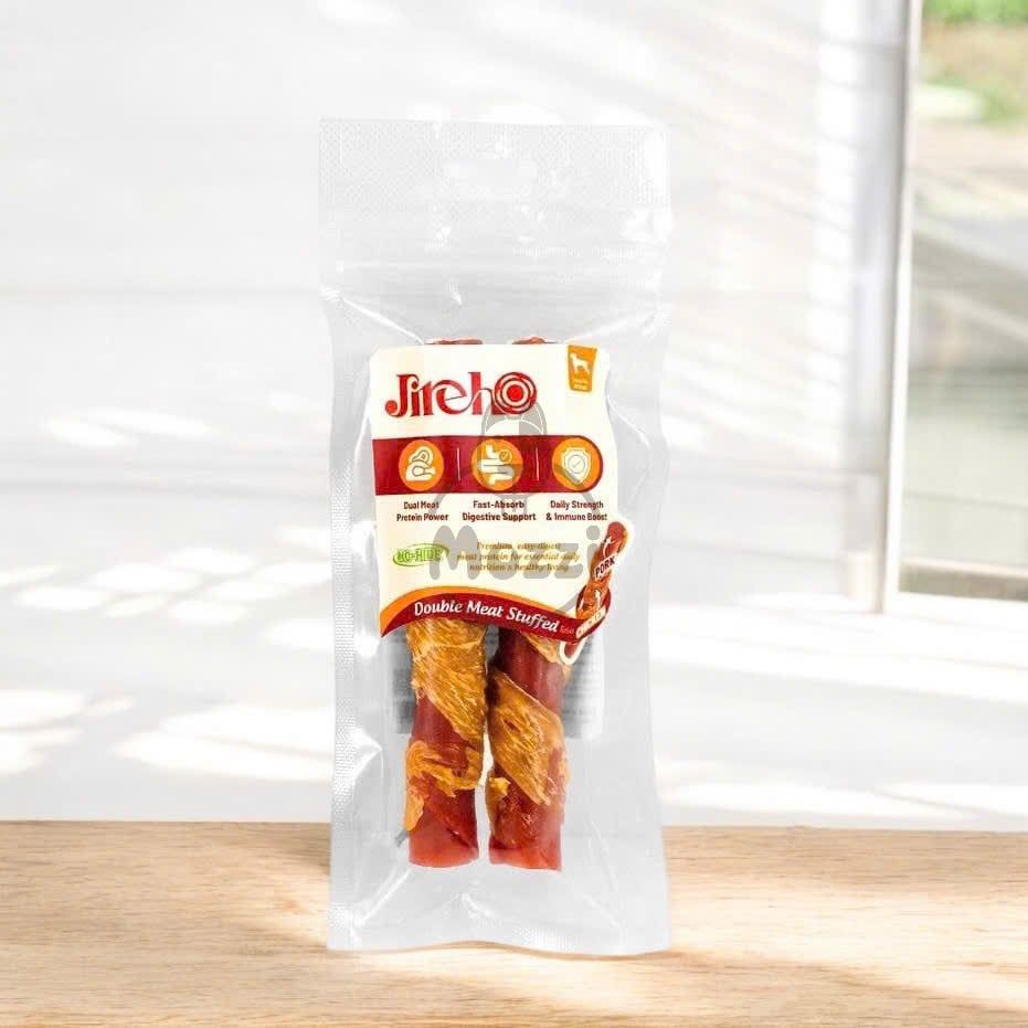 Snack cho chó Jireho Que cuộn xoắn nhân thịt heo cuốn gà đậu phộng