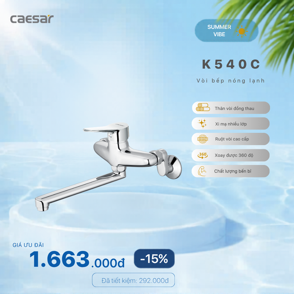  Khuyến mãi ưu đãi Vòi Bếp Nóng Lạnh Gắn Tường - K540C 