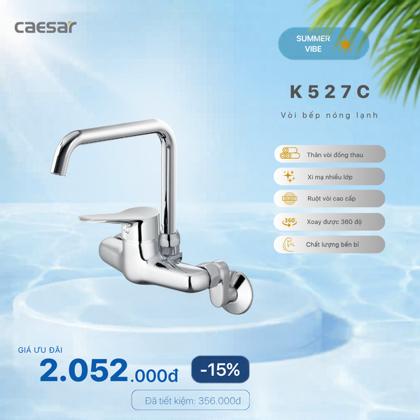  Khuyến mãi ưu đãi Vòi Bếp Nóng Lạnh Gắn Tường - K527C 