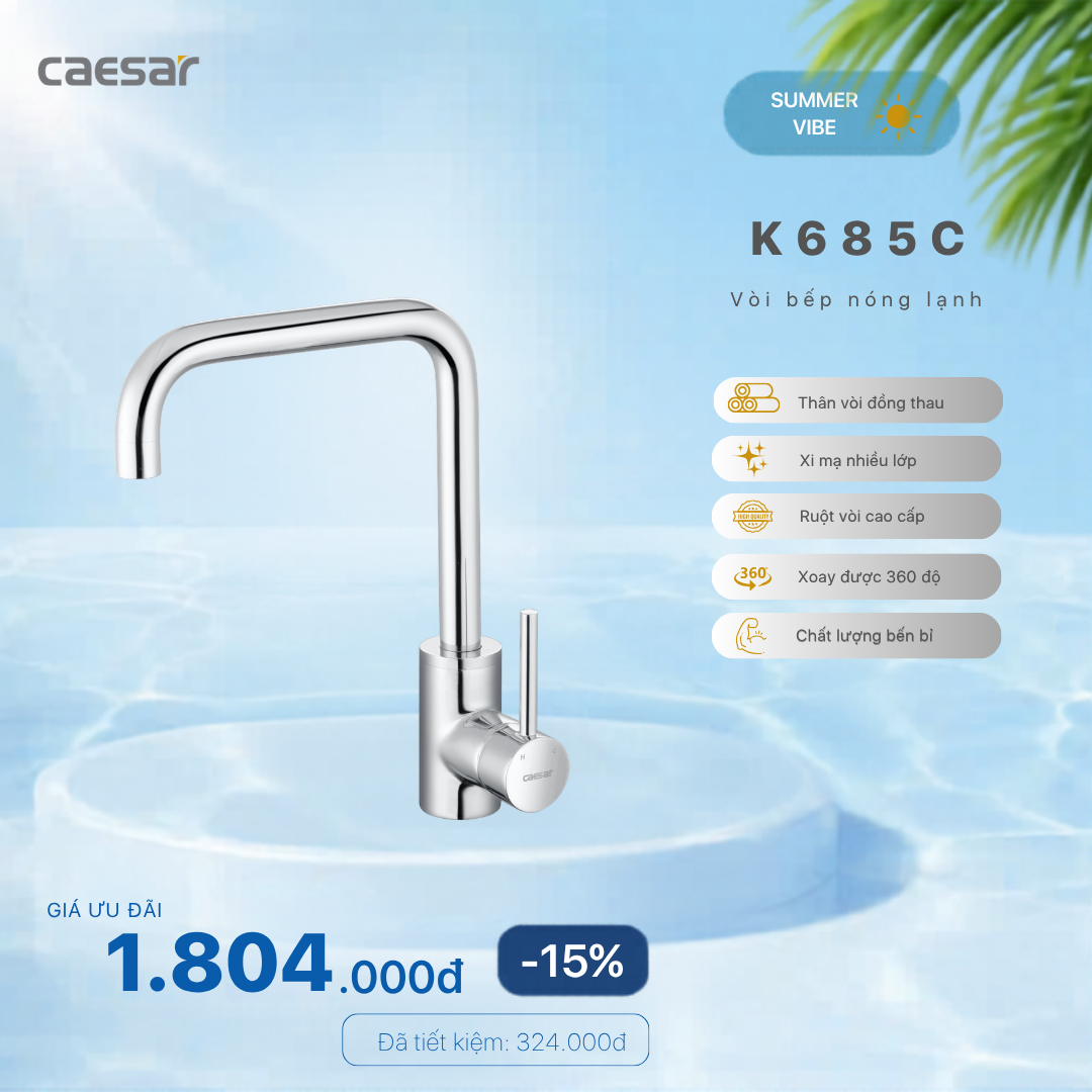  Khuyến mãi ưu đãi Vòi Bếp Nóng Lạnh - K685C 