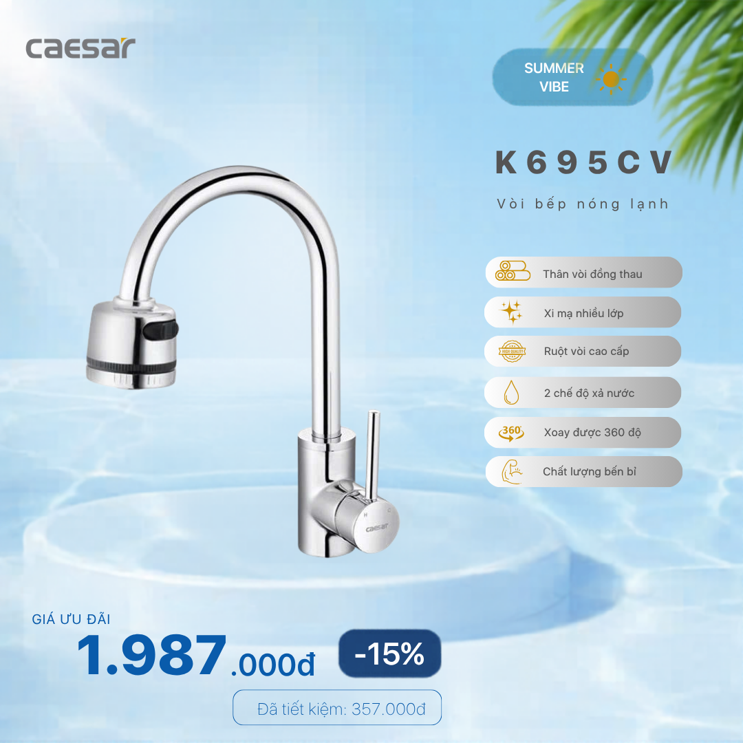  Khuyến mãi ưu đãi -  Vòi Bếp Nóng Lạnh - K695CV 