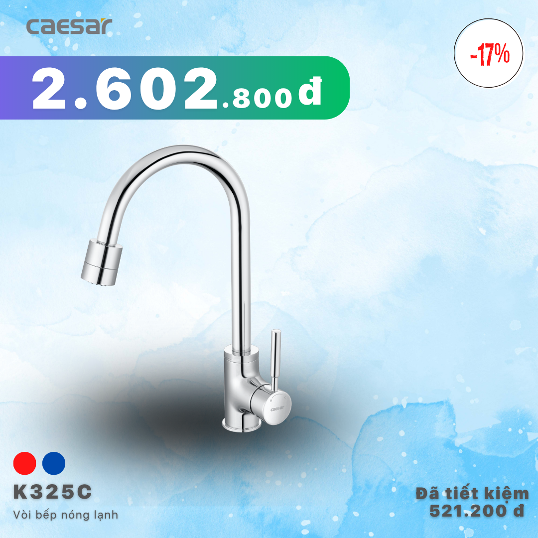  Khuyến mãi ưu đãi - Vòi bếp Nóng Lạnh - K325C 