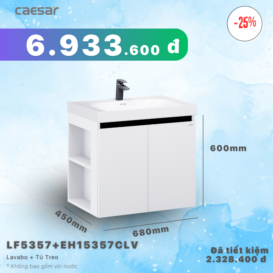  Khuyến mãi ưu đãi - Lavabo + Tủ treo -LF5357 + EH15357CLV 