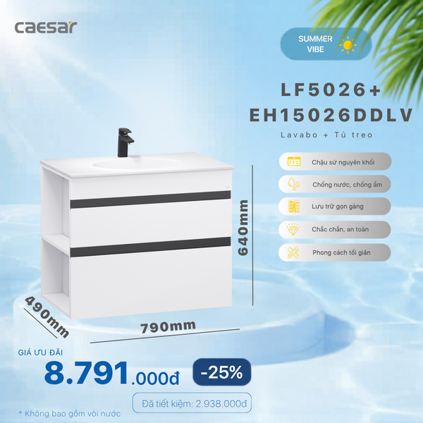  Khuyến mãi ưu đãi - Lavabo + Tủ Treo - LF5026 + EH15026DDLV 
