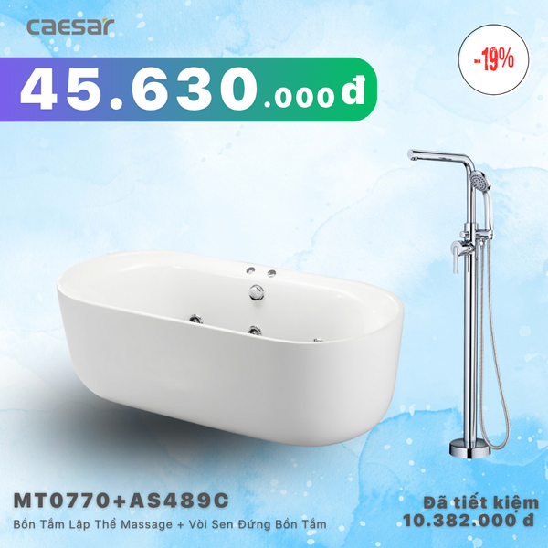  Khuyến mãi ưu đãi - Bồn tắm Chân Yếm (Lập thể) + Vòi Sen Đứng Bồn Tắm Nóng Lạnh - MT0770 + AS489C 