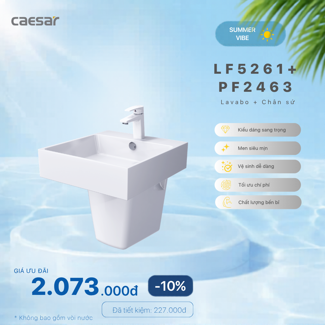 Khuyến mãi ưu đãi Lavabo treo + chân sứ - LF5261 + PF2463 