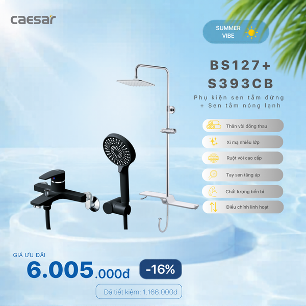  Khuyến mãi ưu đãi-Phụ Kiện Sen Tắm Đứng + Sen tắm nóng lạnh - BS127 + S393CB 