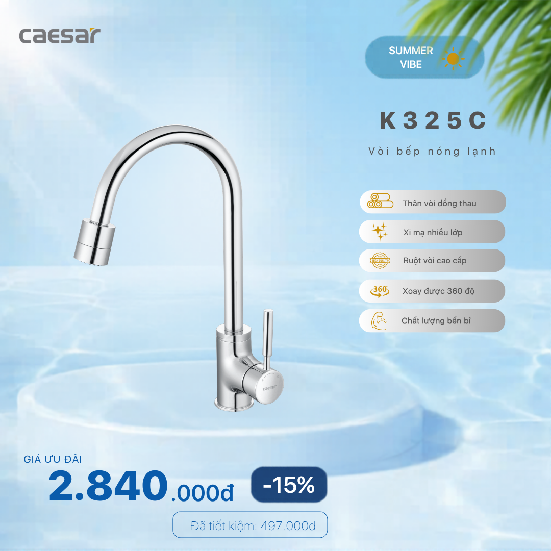  Khuyến mãi ưu đãi - Vòi bếp Nóng Lạnh - K325C 