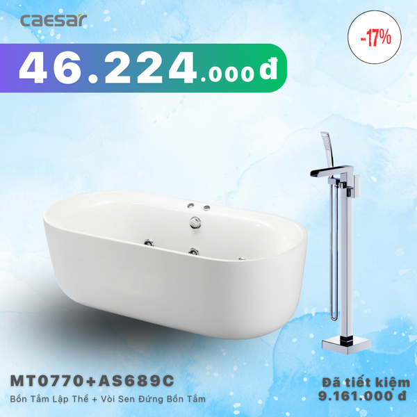  Khuyến mãi ưu đãi - Bồn tắm Chân Yếm (Lập thể) + Vòi Sen Đứng Bồn Tắm Nóng Lạnh - MT0770 + AS689C 