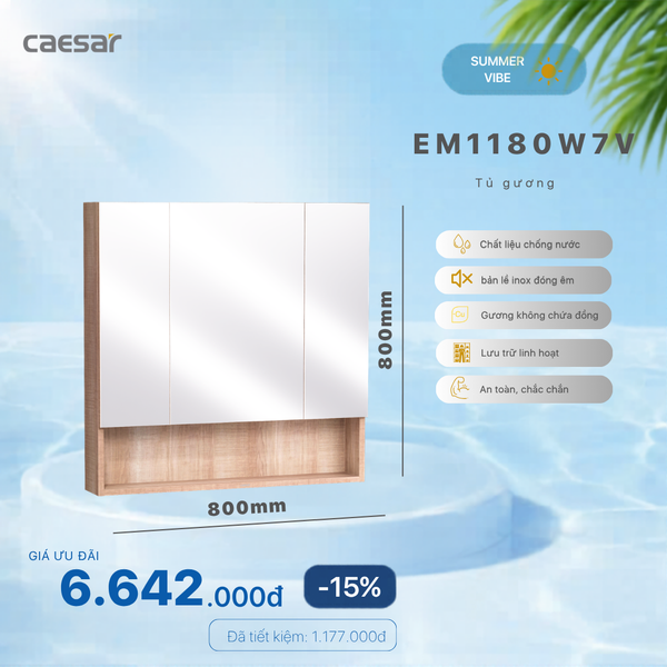  Khuyến mãi ưu đãi - Tủ gương Metis - EM1180W7V 