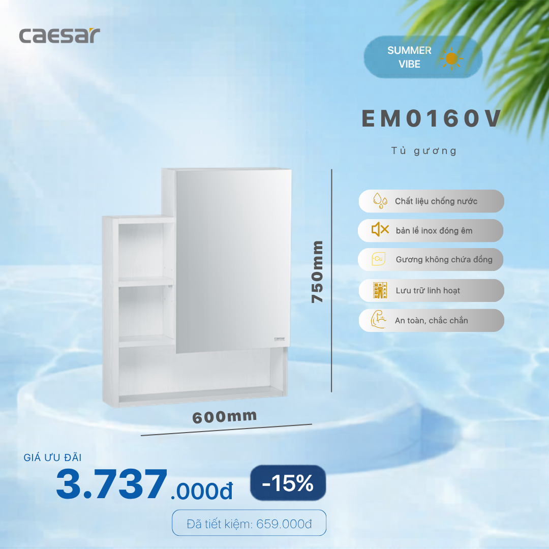  Khuyến mãi ưu đãi Tủ gương - EM0160V 