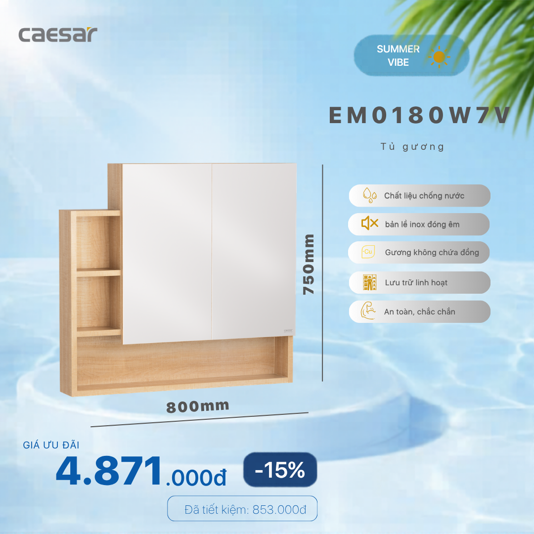  Khuyến mãi ưu đãi Tủ gương - EM0180W7V 