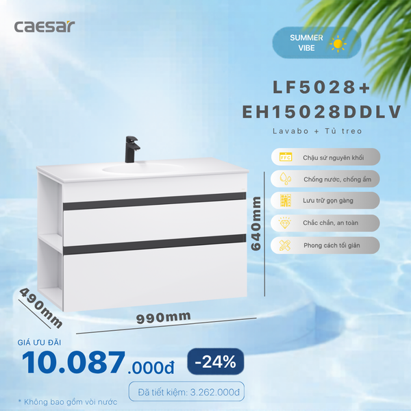  Khuyến mãi ưu đãi - Lavabo + Tủ treo - LF5028 + EH15028DDLV 