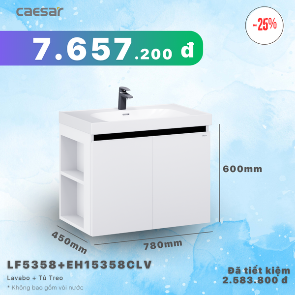 Khuyến mãi ưu đãi -Lavabo + Tủ treo -  LF5358 + EH15358CLV