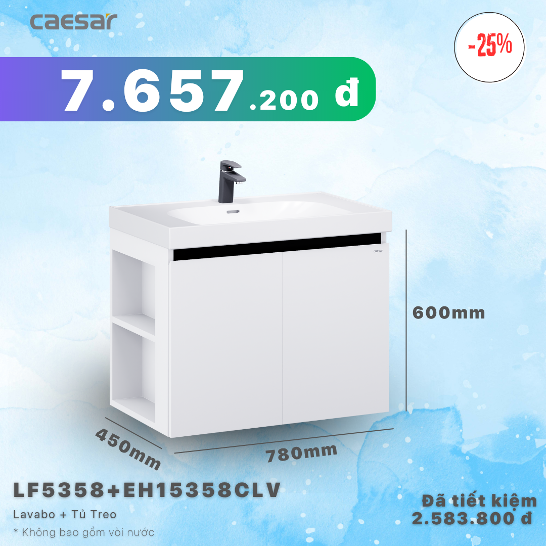  Khuyến mãi ưu đãi -Lavabo + Tủ treo -  LF5358 + EH15358CLV 