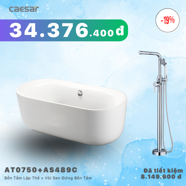  Khuyến mãi ưu đãi - Bồn tắm Lập Thể + Vòi sen bồn tắm nóng lạnh - AT0750 + AS489C 