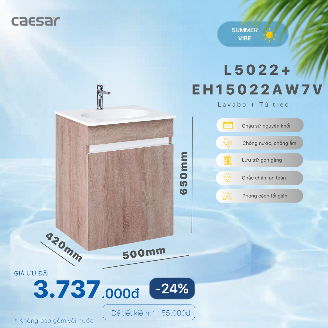  Khuyến mãi ưu đãi - Lavabo + Tủ treo - L5022 + EH15022AW7V 