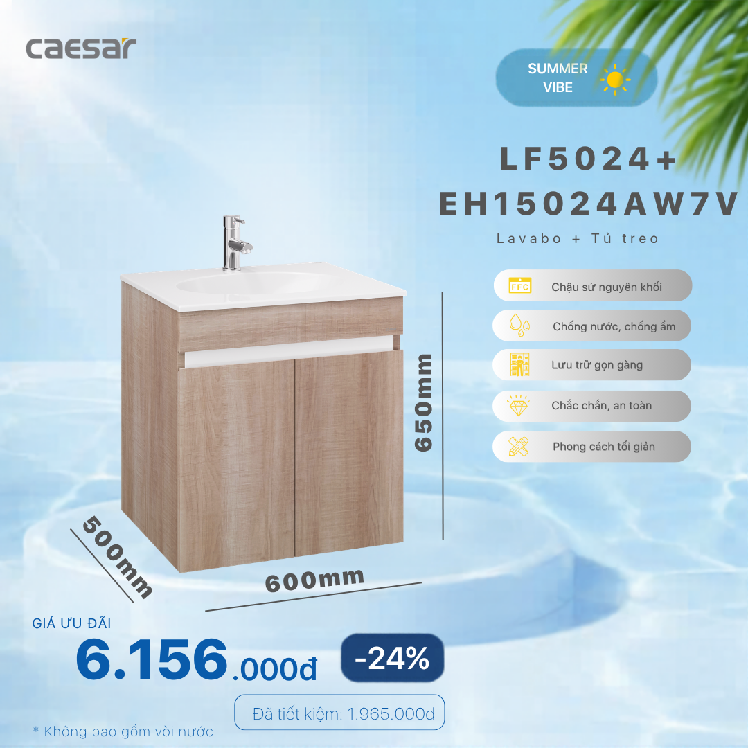  Khuyến mãi ưu đãi - Lavabo + Tủ treo - LF5024 + EH15024AW7V 