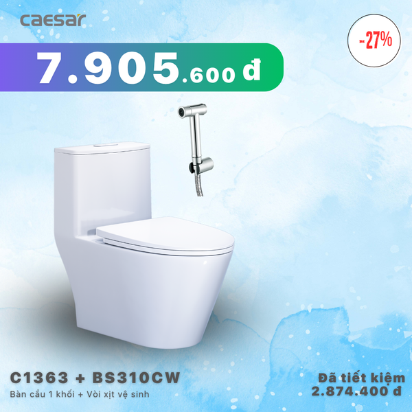 Khuyến mãi ưu đãi Bàn cầu một khối + Vòi xịt - C1363 + BS310CW