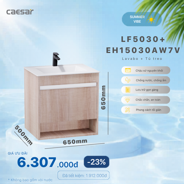 Khuyến mãi ưu đãi Lavabo + Tủ treo - LF5030 + EH15030AW7V