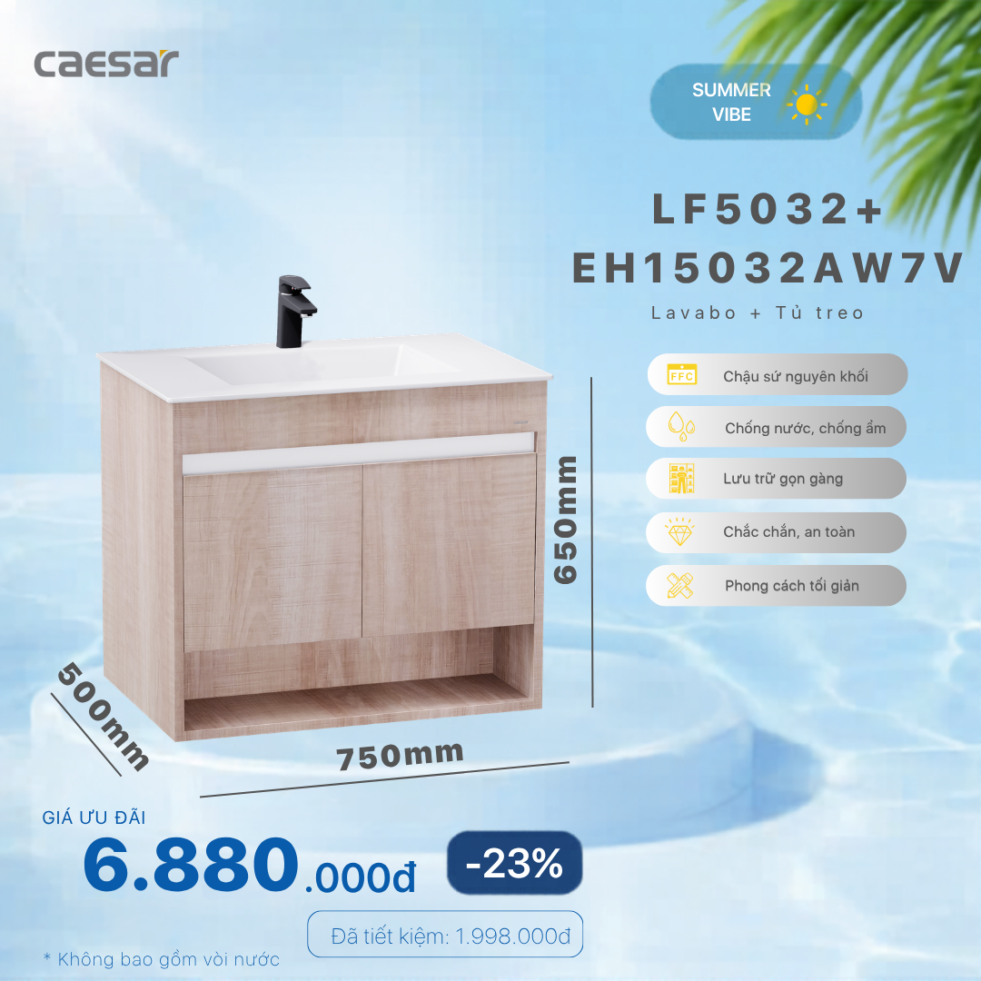  Khuyến mãi ưu đãi Lavabo + Tủ treo - LF5032 + EH15032AW7V 