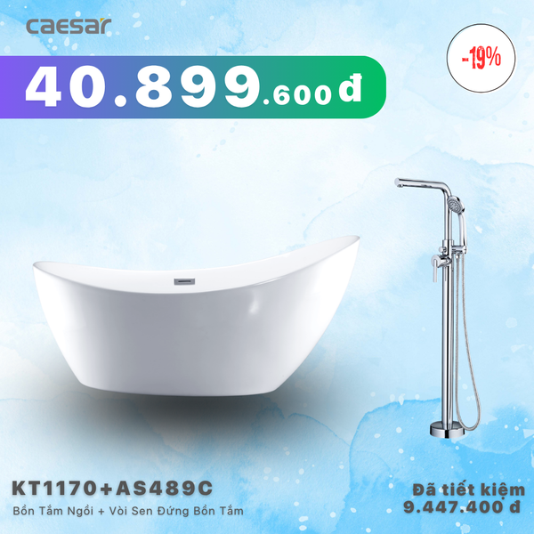  Khuyến mãi ưu đãi - Bồn tắm Ngồi + Vòi sen bồn tắm nóng lạnh - KT1170 + AS489C 
