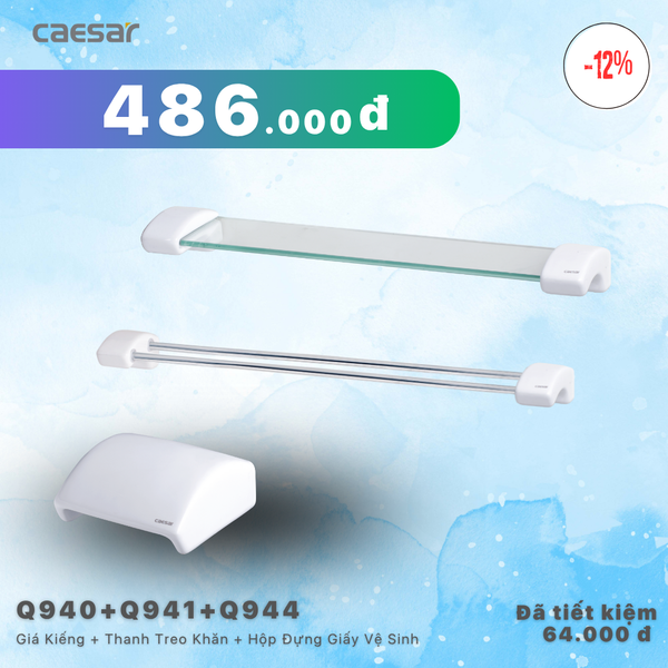 Khuyến mãi ưu đãi - Kệ Gương + Thanh treo khăn + Hộp đựng giấy vệ sinh - Q940 + Q941 + Q944