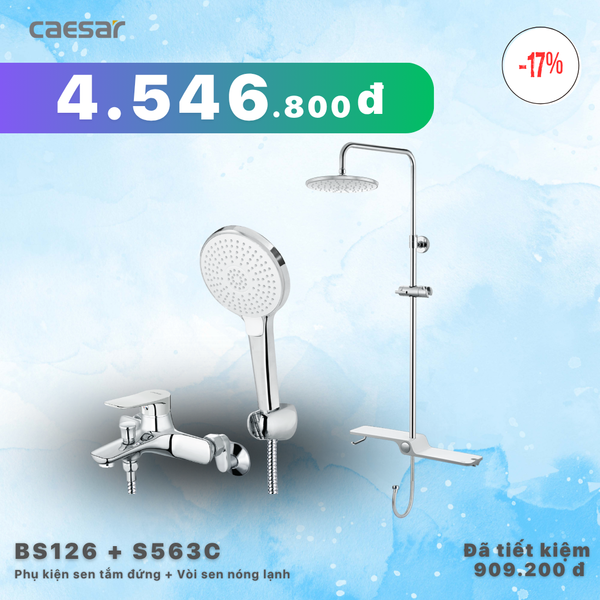 Khuyến mãi ưu đãi-Phụ Kiện Sen Tắm Đứng + Sen tắm nóng lạnh - BS126 + S563C