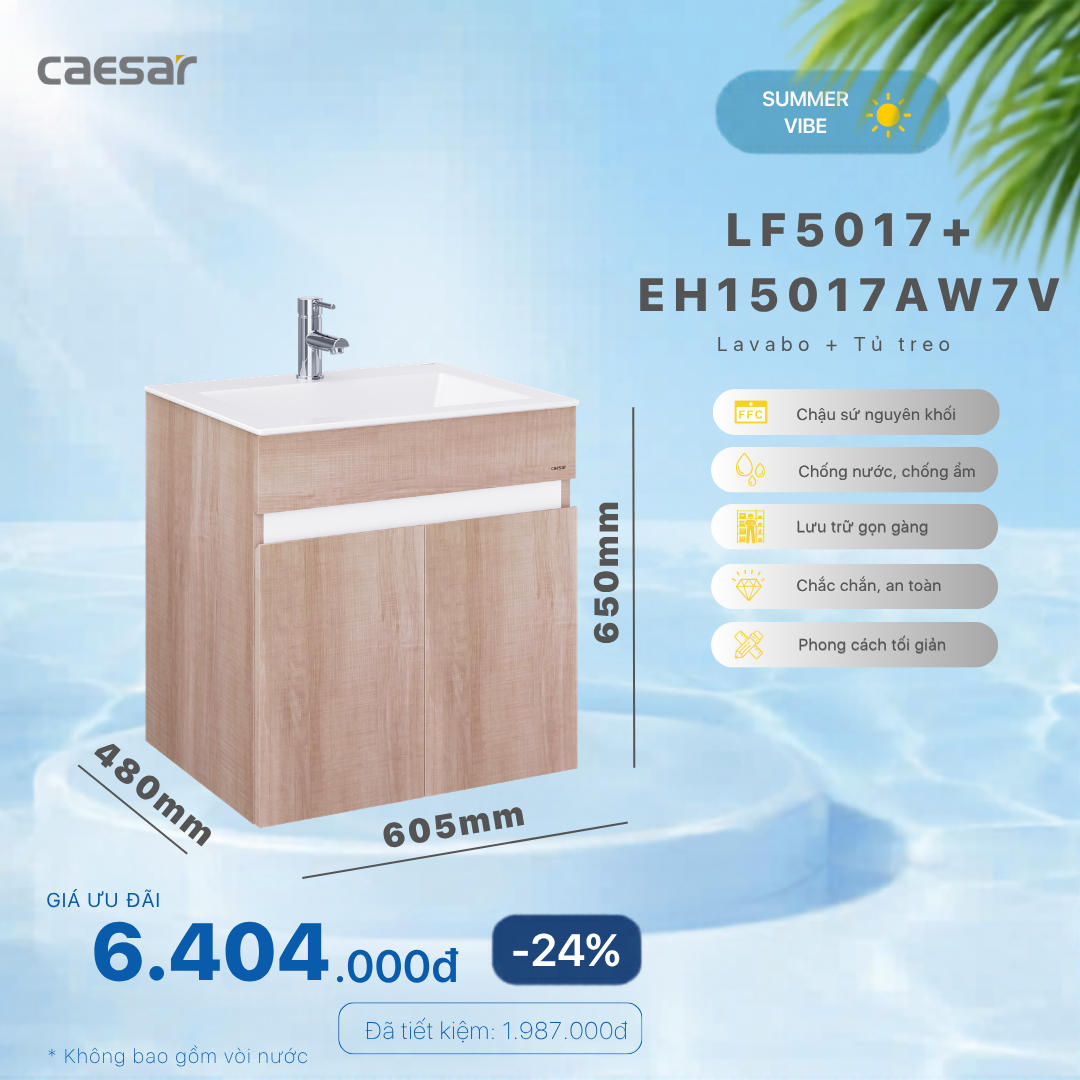  Khuyến mãi ưu đãi - Lavabo + Tủ Treo - LF5017 + EH15017AW7V 