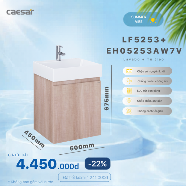  Khuyến mãi ưu đãi - Lavabo + Tủ Treo - LF5253 + EH05253AW7V 