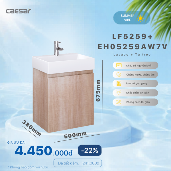  Khuyến mãi ưu đãi - Lavabo + Tủ Treo - LF5259 + EH05259AW7V 