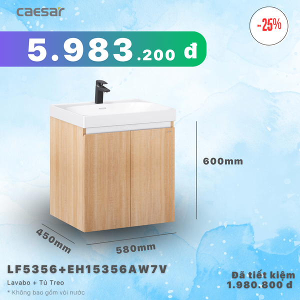Khuyến mãi ưu đãi - Lavabo + Tủ treo - LF5356 + EH15356AW7V