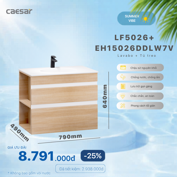  Khuyến mãi ưu đãi - Lavabo  + Tủ Treo - LF5026 + EH15026DDLW7V 