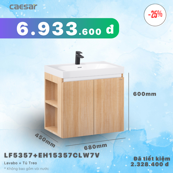 Khuyến mãi ưu đãi - Lavabo + Tủ treo-  LF5357 + EH15357CLW7V